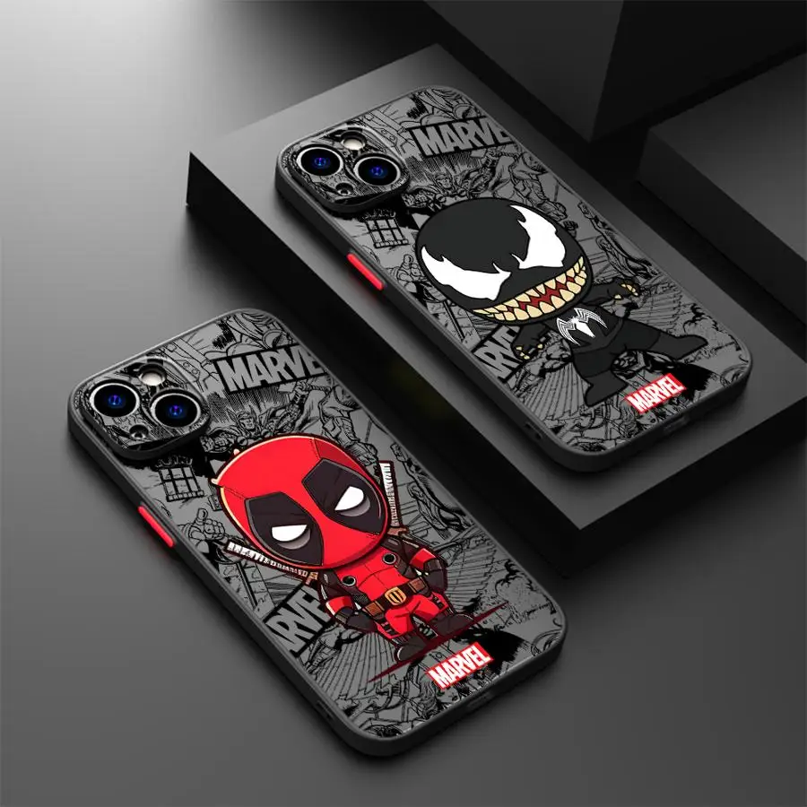 Marvel Deadpool Groot Cool Phone Case for iPhone 16 15 11 12 13 14 Pro Max 16 Plus 12 Mini 7 8 XS 15Pro Shockproof Matte Cover