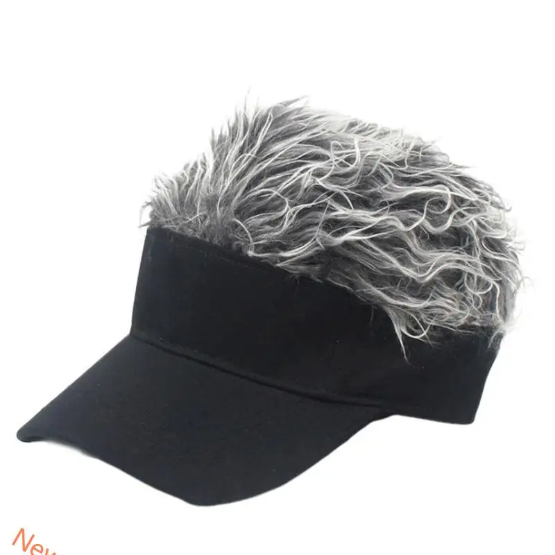 adult-kids-funny-baseball-cap-with-spiked-fake-hair-color-adjustable-s-lxad