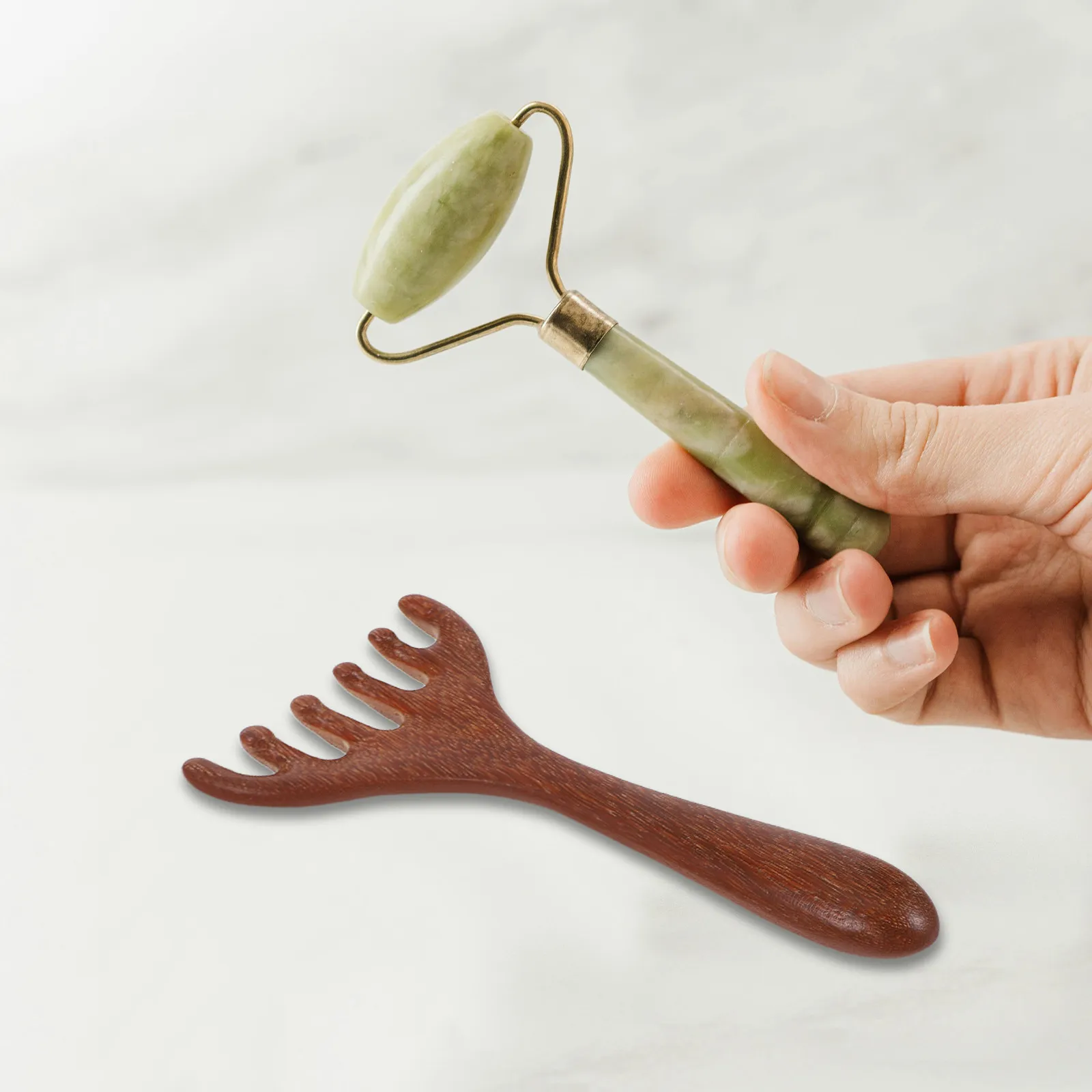 2Pcs Wooden Scalp Massager Gua Sha Comb for Hair and Face Relaxation Eye Acupoint Massage Portable Handheld Scalp Stimulator