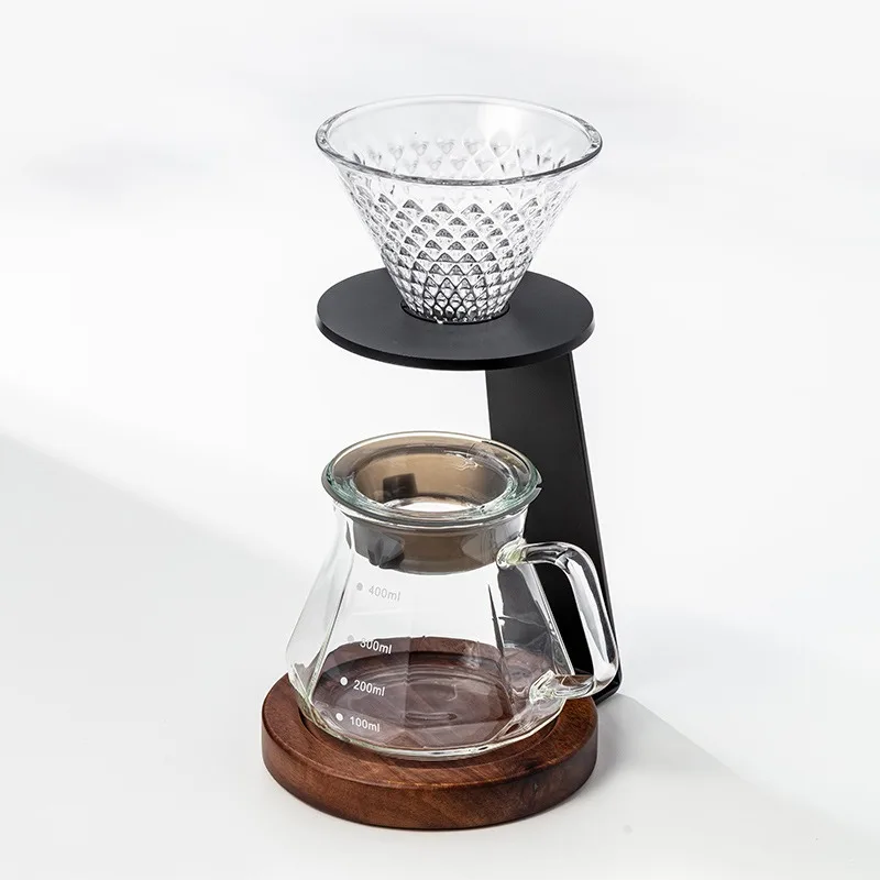Coffee filter cup holder, hand-brewed glass filter cup, coffee drip pot, glass sharing pot set