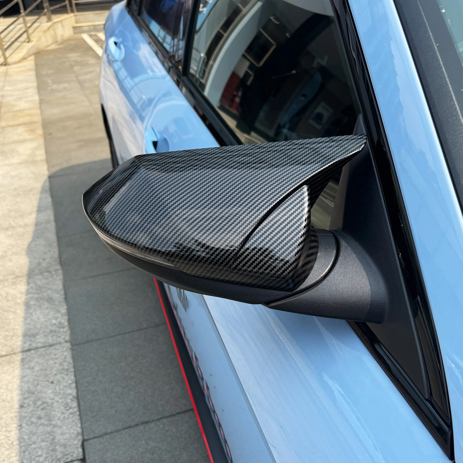 

For Hyundai Elantra CN7 N Line Car Rearview Mirror Cover Door Side Decoration Carbon Fiber Style Rear View Mirror Shell Cap