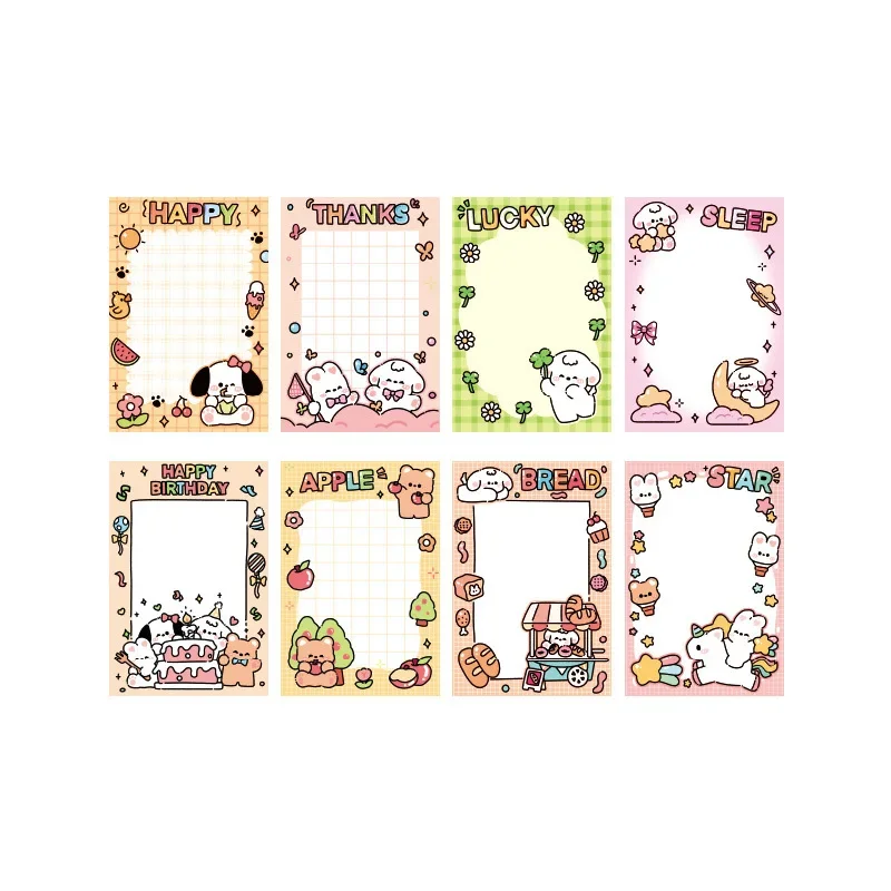 8pcs Cute Animal Party Series Cute Card Head Card Back Set Self-printed Diy Border Stickers