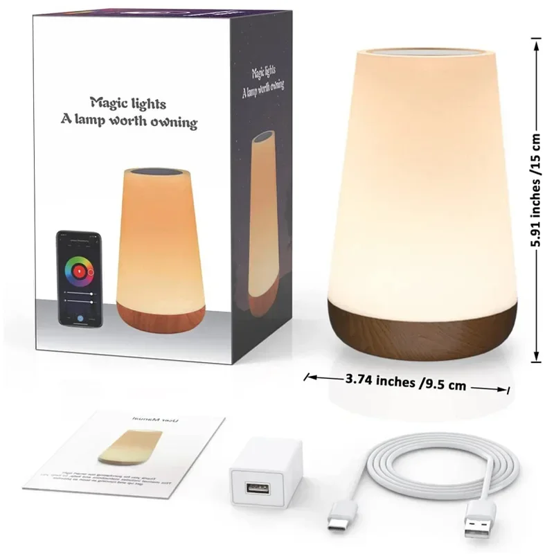 Changing Night Light RGB Remote Control Touch Control Dimmable Lamp Portable Table Bedside Lamps USB Rechargeable apex legends