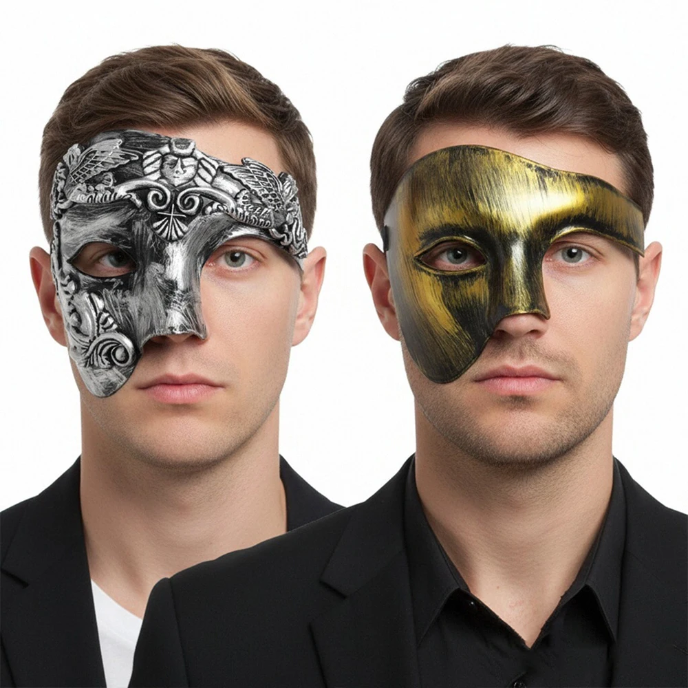 Men's Phantom of The Opera Half Mask Venetian Masquerade Masks for Halloween Cosplay Party Carnival Accessories and Props