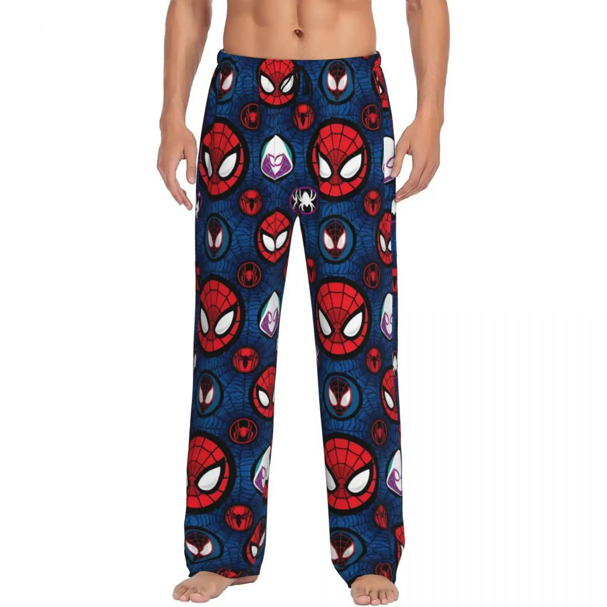 

Custom Spider Man Pajama Pants Men Comics Lounge Sleep Drawstring Sleepwear Bottoms with Pockets