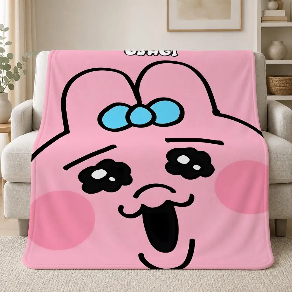 Cute Kawaii Character Opanchu Usagi Throw Soft Plush Flannel Throw Blanket Sofa Bed Travel Home Decor