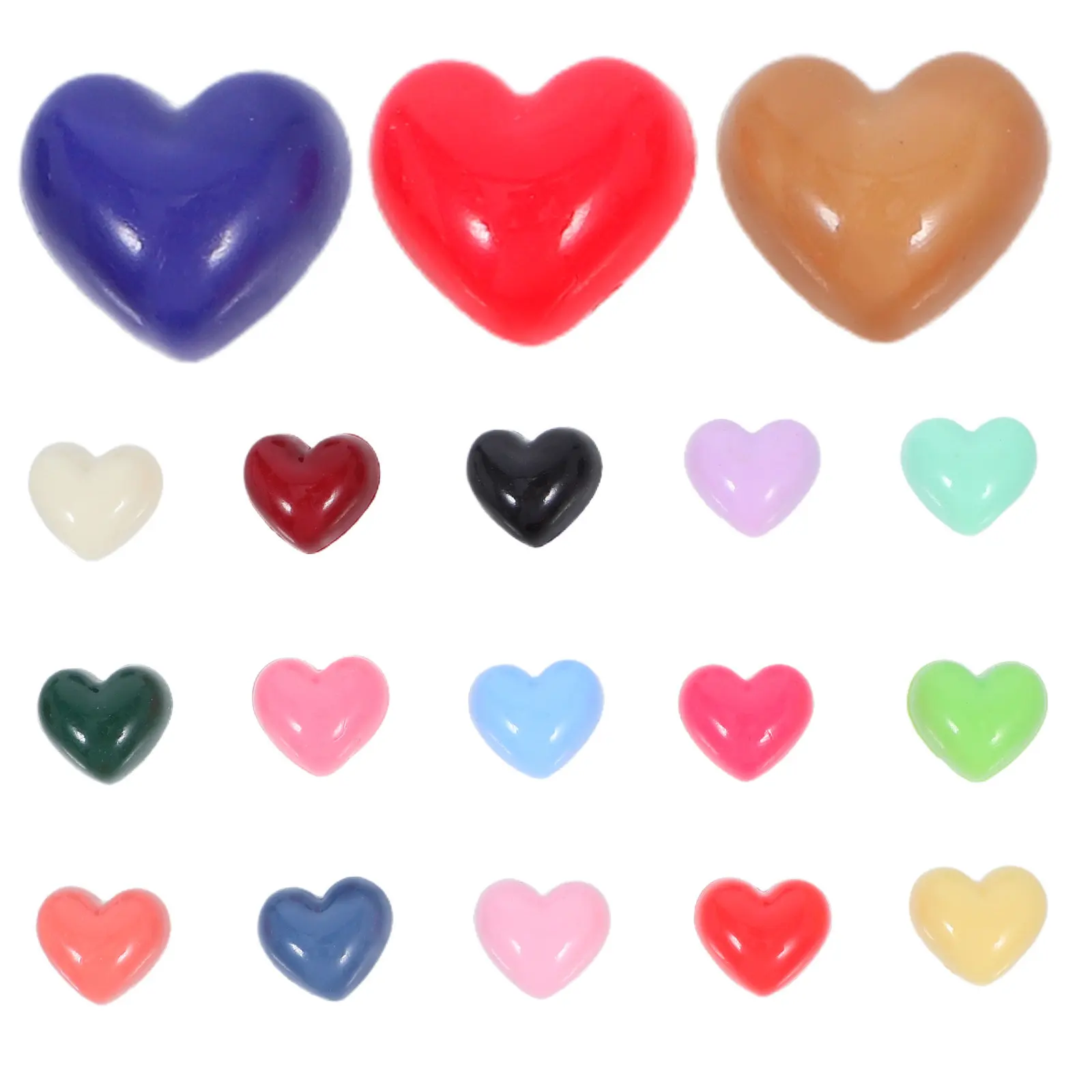 

100 шт. миниатюрных полимерных сердечек с плоским основанием, разноцветные, для поделок, скрапбукинга, украшений для волос, оптом