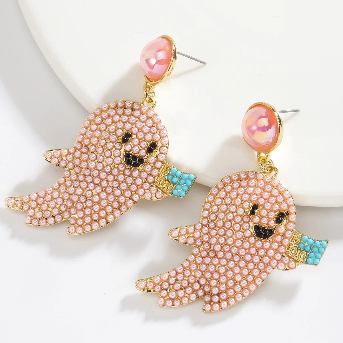 Vedawas 보헤미안 구슬 유령 마녀 모자, 트릭 트리트 문자 귀걸이, 할로윈 축하 축제 합금 여성 액세서리