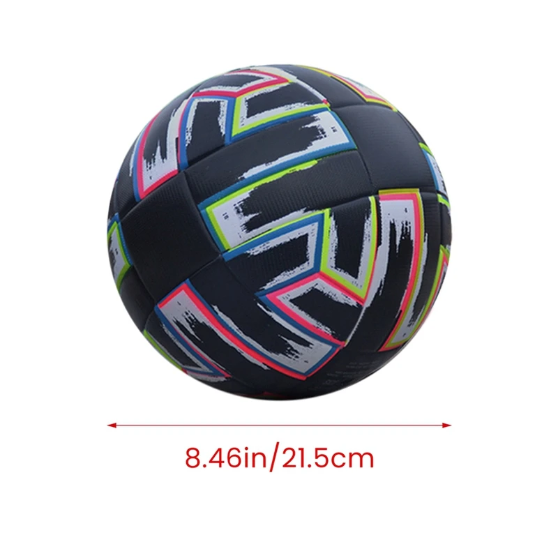 Soccer Ball Size 5 Black PU Non-Slip Grass Football Adult Indoor Outdoor Wear-Resistant PU Soccer Ball