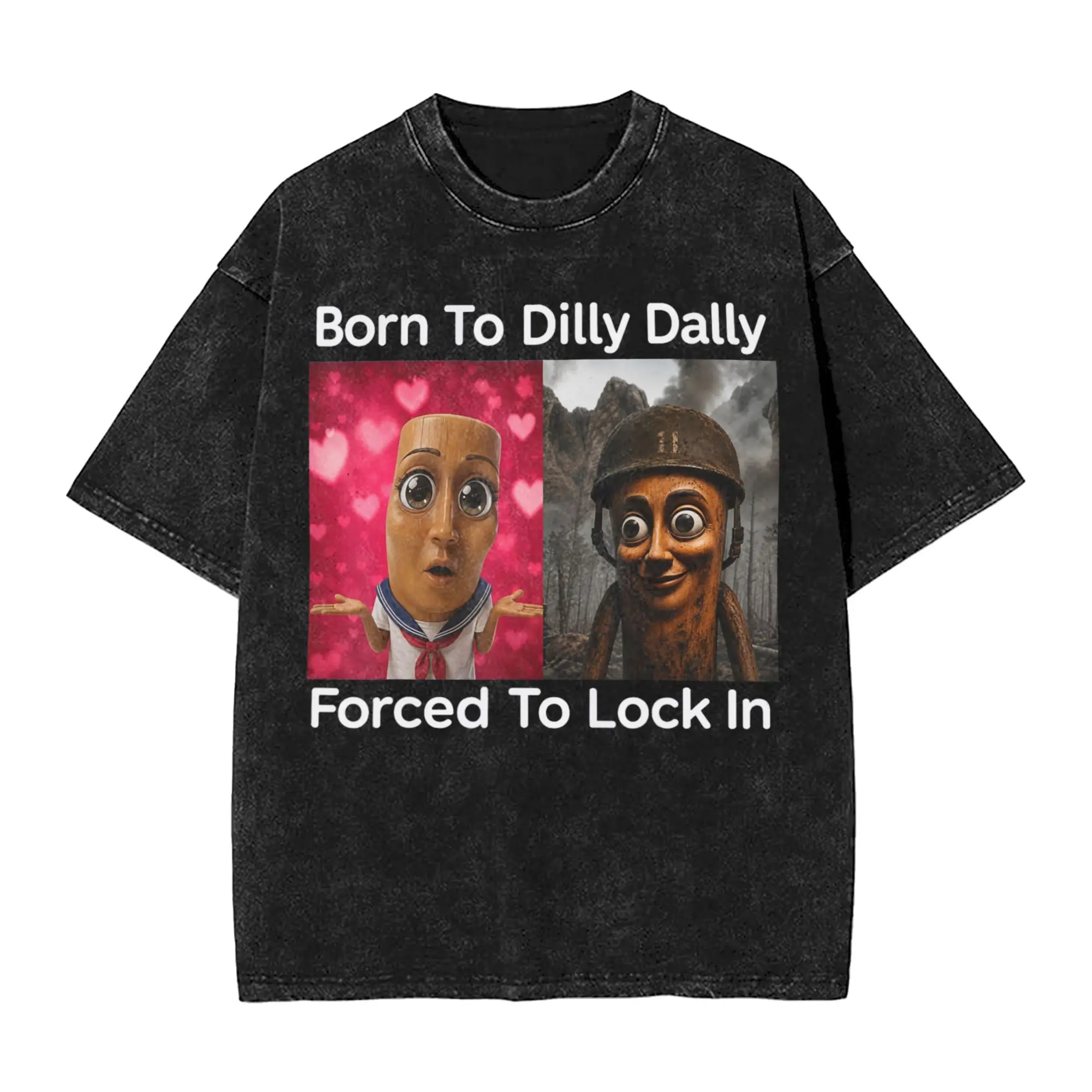 Men's Tung Tung Tung Sahur Born to Dilly Dally Forced to Lock in T Shirts Tees Summer Streetwear T-Shirt O Neck Casual Tee Shirt