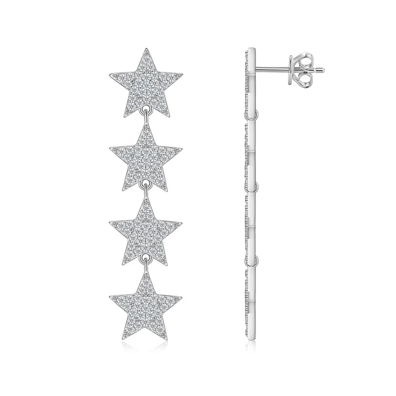 

ZFSILVER Модные классические серьги-подвески из серебра 925 пробы с муассанитом D-цвета, длинные, в форме звезды, для женщин, аксессуары, ювелирные изделия, подарок E17082