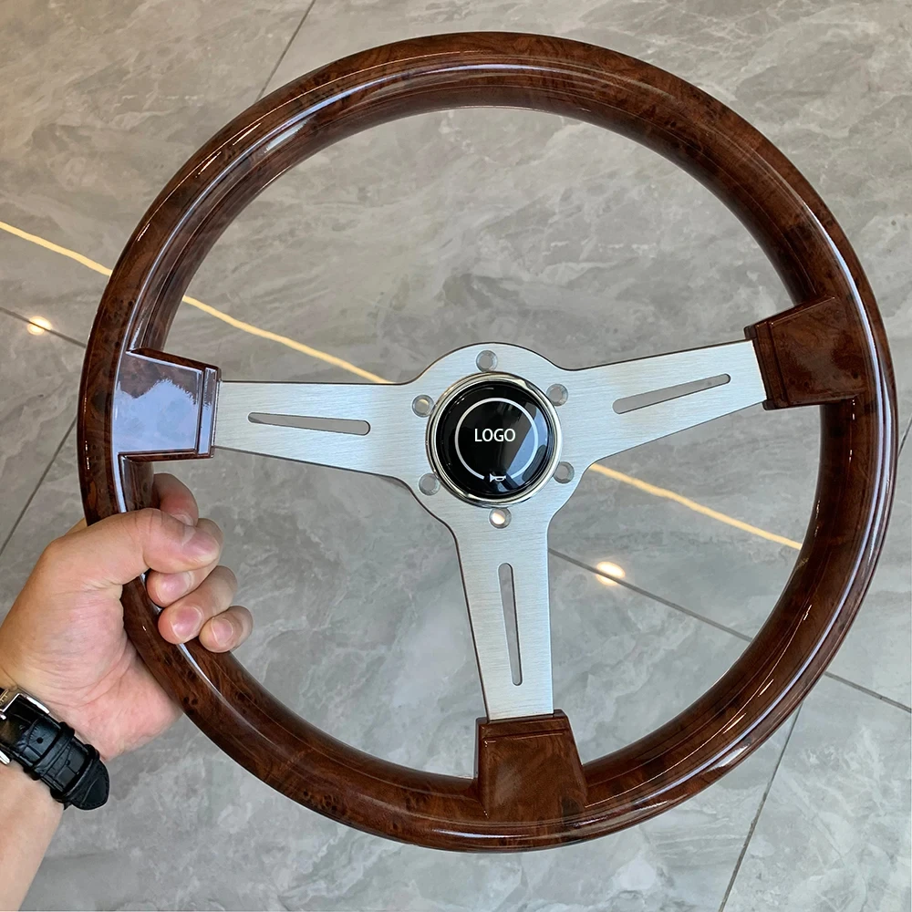 ND Wood Film Steering Wheel 350mm Classic Vintage Wooden Steering Wheel