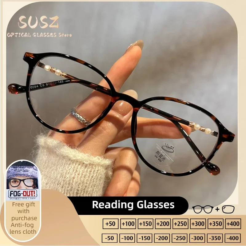 

SUSZ New Fashion Oval Women's Reading Glasses Anti Blue Light Myopia Eyeglasses Customized Progressive Prescription Glasses