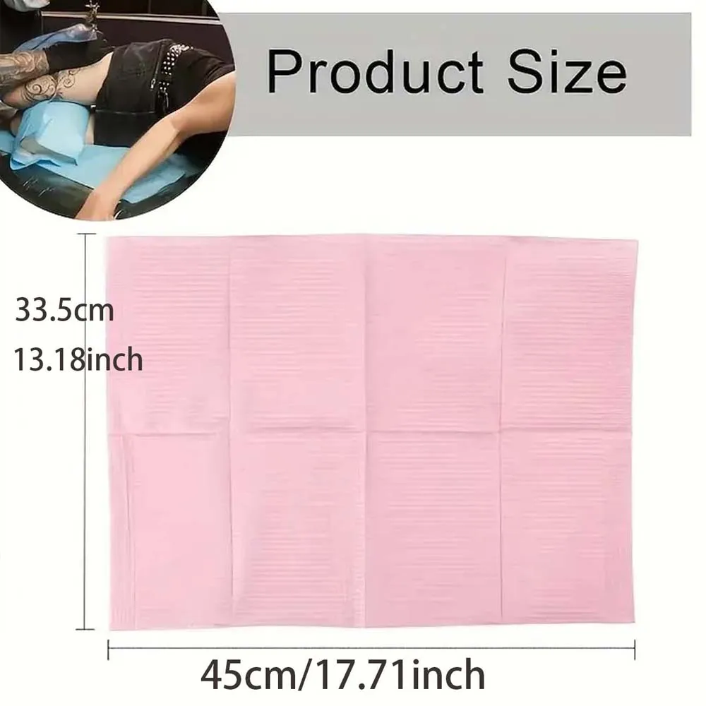 20pcs Pink Waterproof Nail Tips Art Table Towels Mat Paper Disposable Foldable Nails Waterproof Pad For Salon Practice Manicure