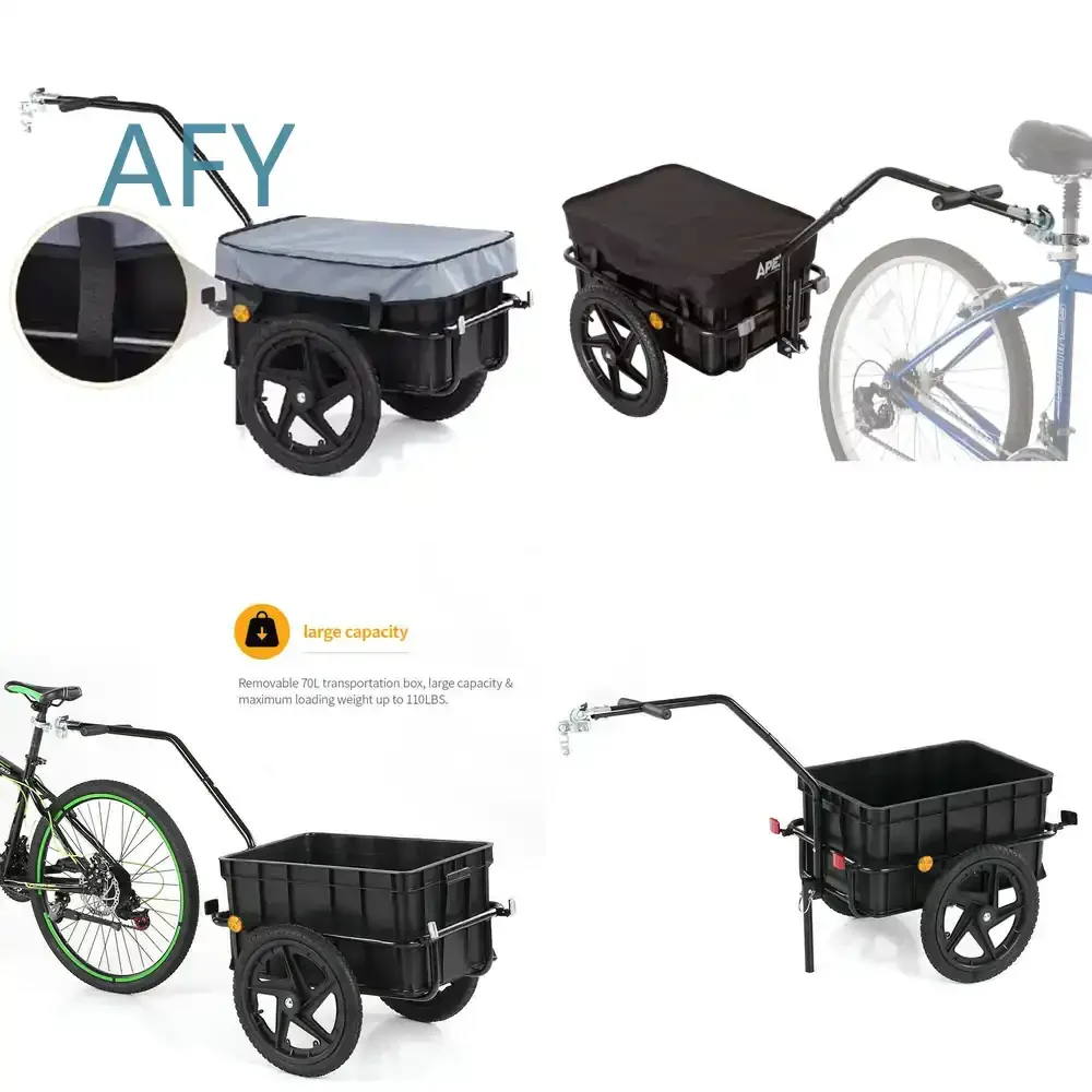 Bicycle Trailer for Mountain Bike Camping Cycling Travel Cargo Carrier Heavy Duty Steel Bike Tow Trailer for Adult Bike