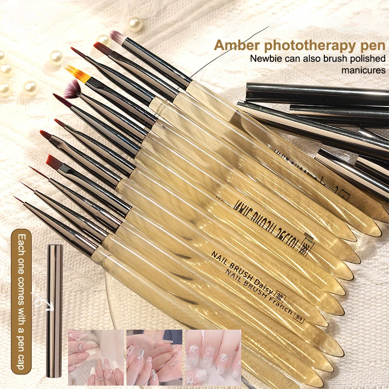 

UV Gel Nail Art Brush Set Acrylic Drawing Painting French Line Flower Pen Gradient Build Light Therapy Manicure Tool Kit