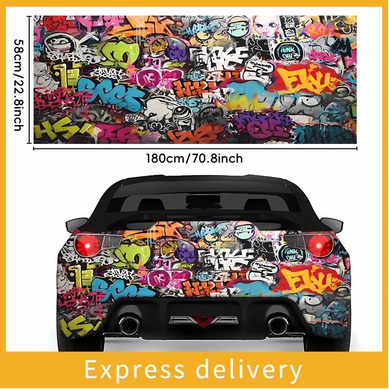 

2 шт., наклейка на заднюю часть автомобиля, только декоративная наклейка с рисунком, в стиле граффити, 2D плоская наклейка, подходит для задней части автомобиля, бампера и т. д.
