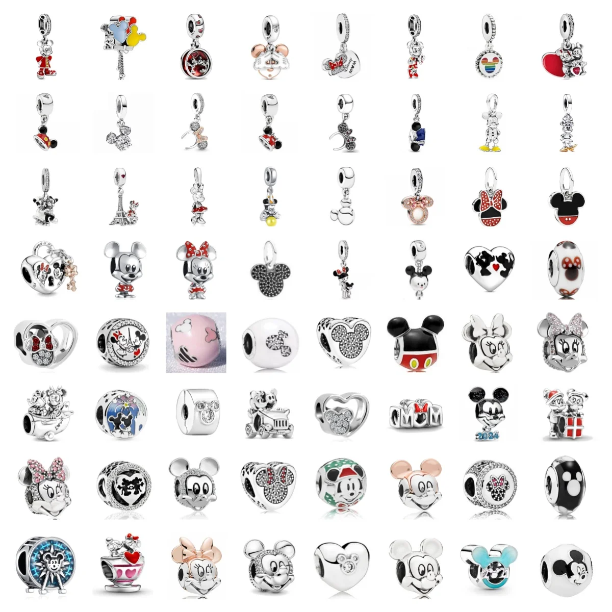 Hot Sale New Mouse Charm Mickey  Minne Beads Red Love Dangle Fit Original Bracelet DIY Women Pandora Accessory Gift