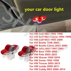 2Pcs LED Car Door Welcome Lights Projector Accessories For VW Golf 3 4 Beetle Jetta MK4 Bora Sharan Touran Lavida Caddy MK3 Polo