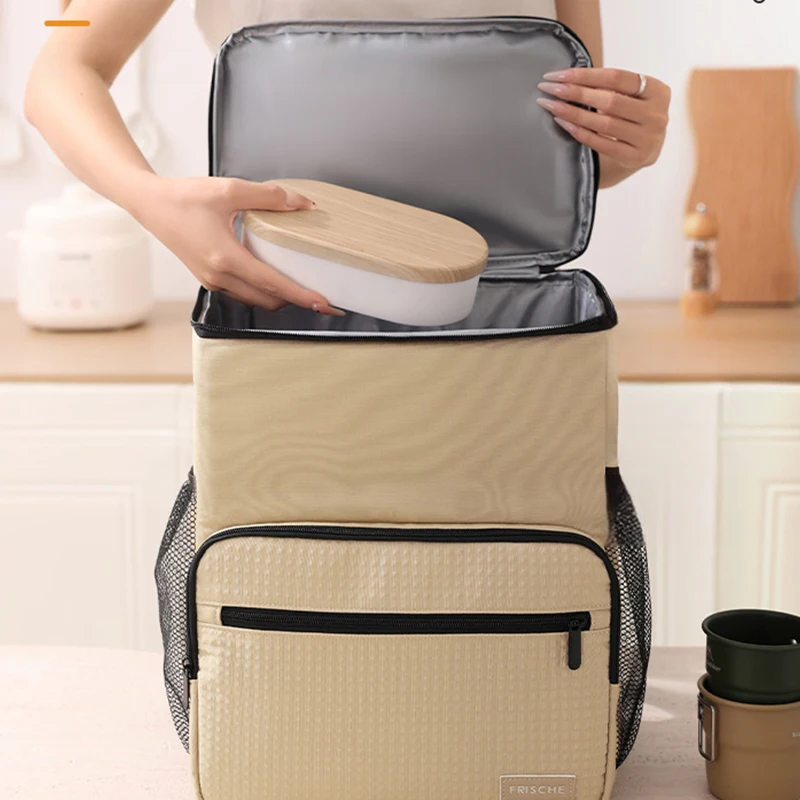 1Pc 17L Large Capacity Insulated Backpack Cooler Oxford Cloth Waterproof Beer Bag with PEVA Lined Ice Traps for Outdoor Travel