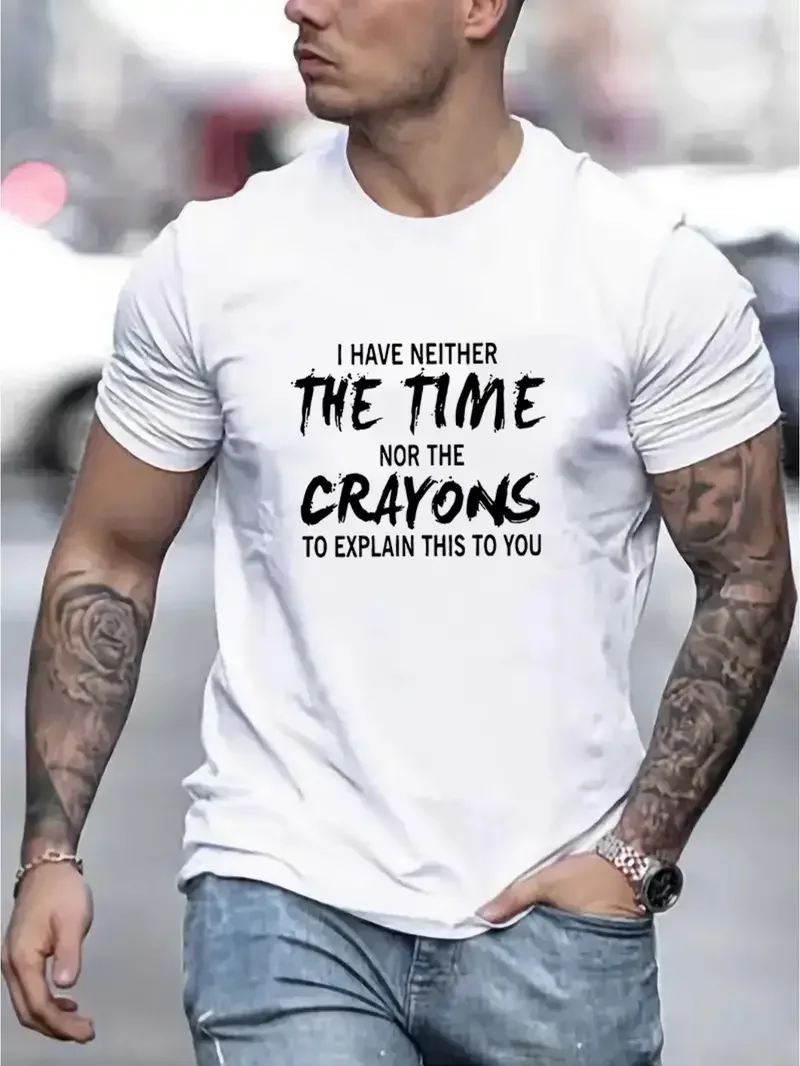 Arrival The Time Graph Men's Short Sleeve T-shirt, Comfy Stretchy Trendy Tees For Summer, Casual Daily Style Fashion Clothing