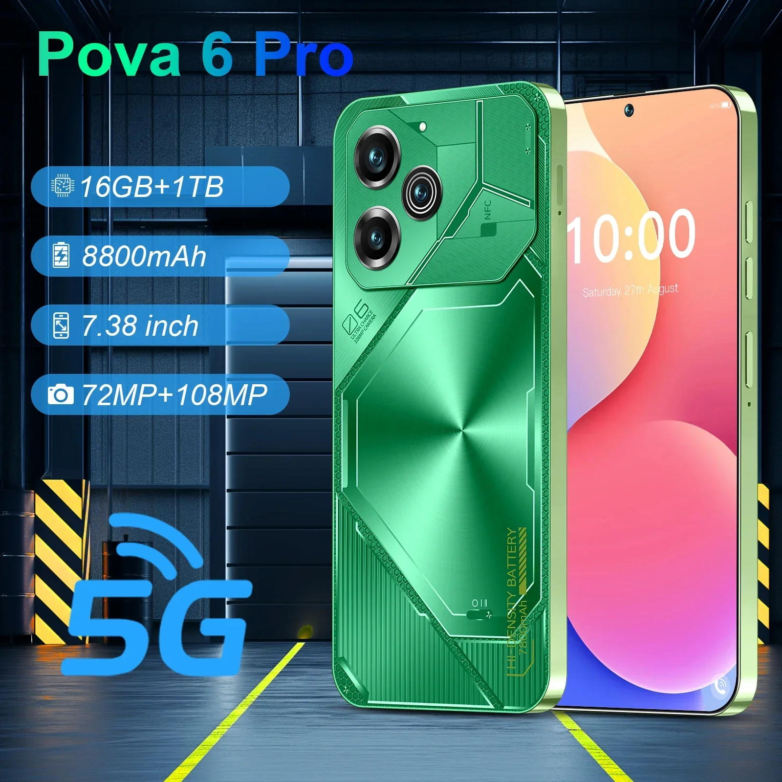 

Global Version Pova 6Pro Smartphone 5G 7.38" HD Cellphone 22GB+2TB 8800mAh Snapdragon8 Gen3 Android 14 Mobile Phone Celulares