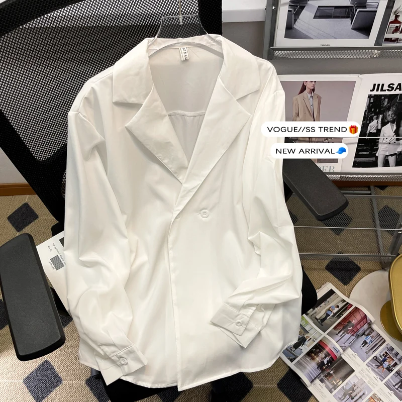 

Men's Long Sve irt Casual Drapey Loose Fit Trendy Briti Sle High Street Faion Summer Youth ulari Pure Color