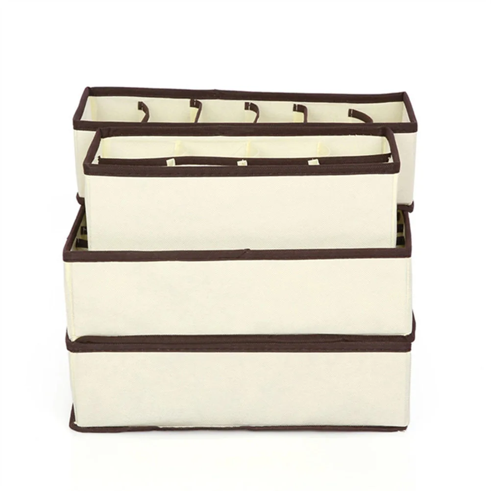 

Beige Foldable Non-Woven Fabric Clothes Storage Box 8 Compartments Drawer Organizer for Socks Underwear Bras Storage