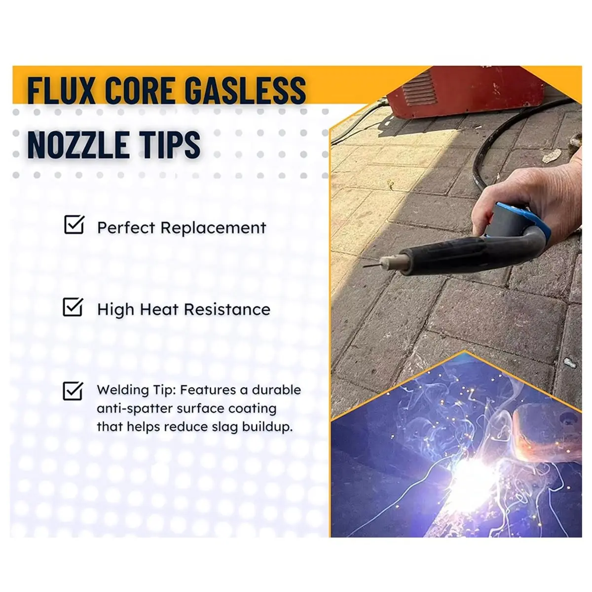 Budget-Friendly-14pcs Flux Core Gasless Nozzle Welding Kit with Non-Stick Coating, Ceramic Welding Tips Replacement (Coated .035