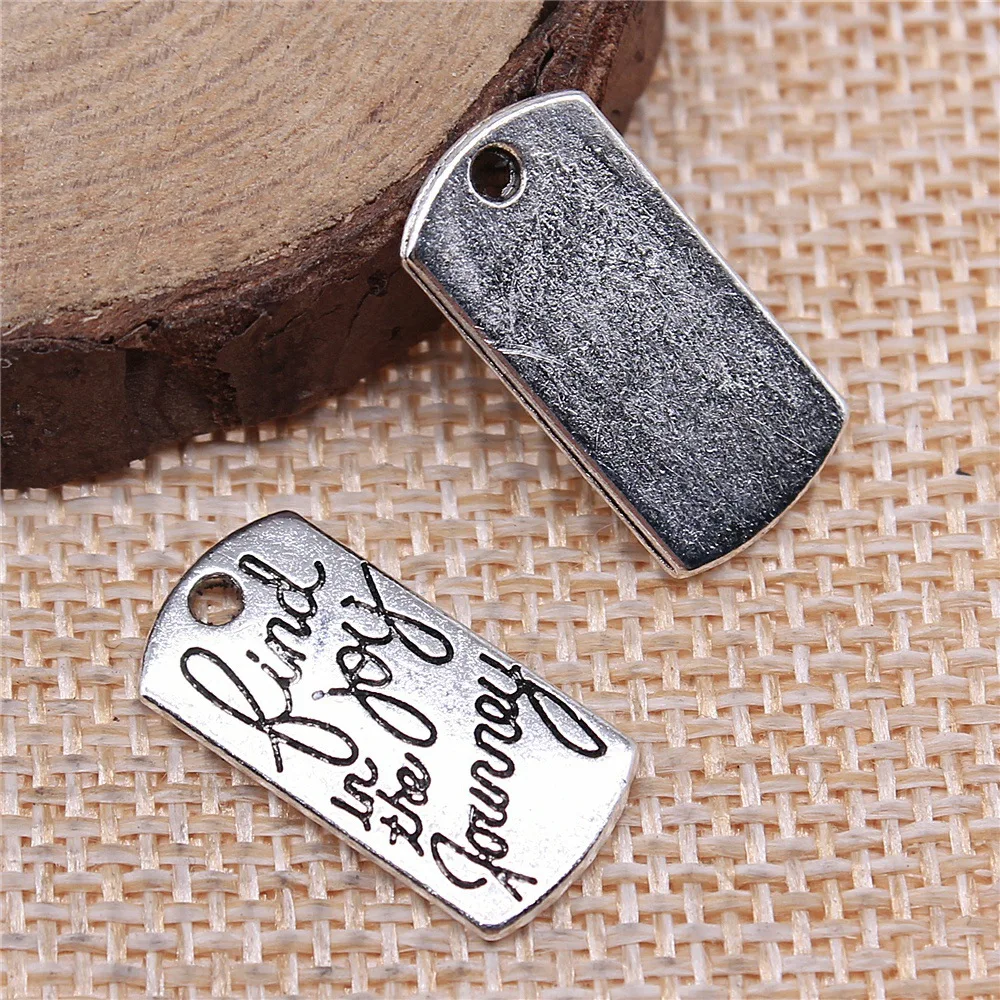 WYSIWYG 5pcs 20x10mm Antique Silver Color Find Joy In The Journey Charms Pendant For DIY Jewelry Making Jewelry Craft Findings