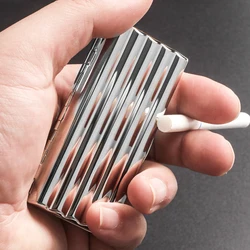 New 1pc corrugated Design Silver Copper Cigarette Box solidly made Metal Cigarette Case Holder For 10 /20 Cigarettes Box Gift