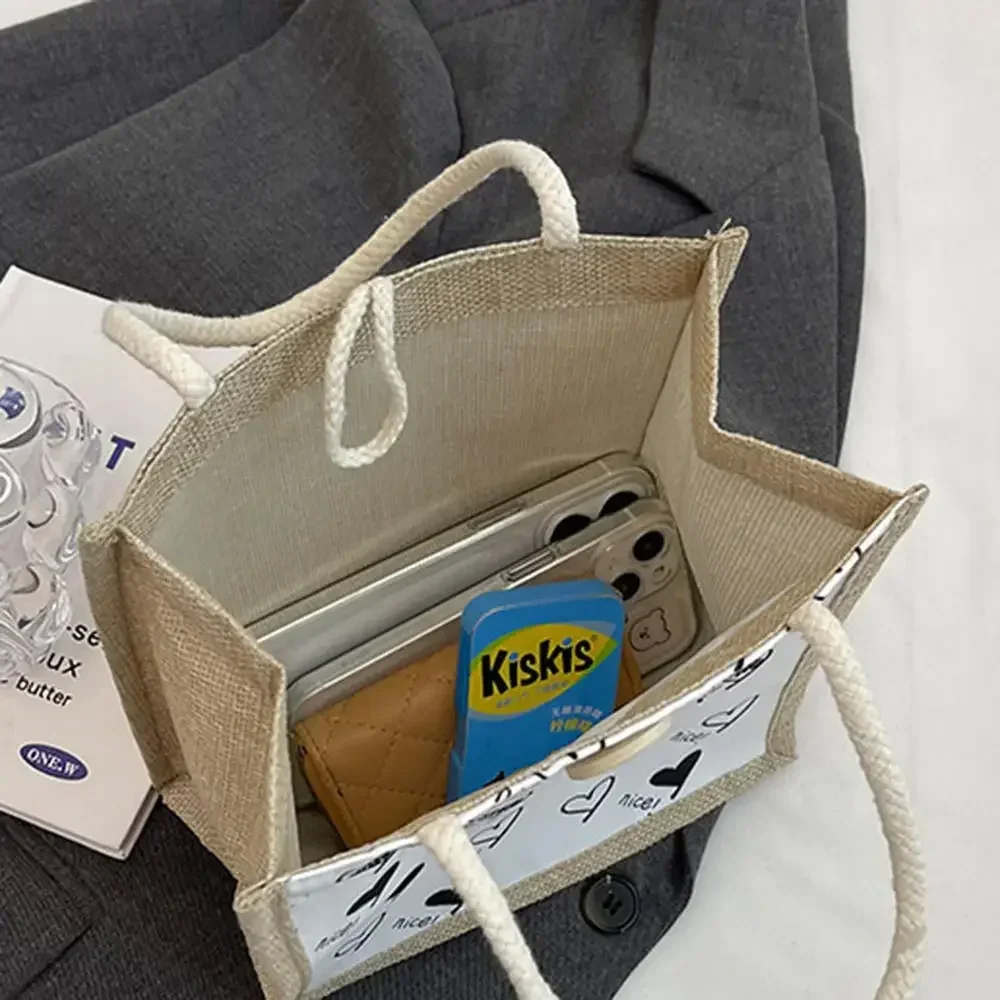 Linen Button Zipper Handbag Women Tote Large Capacity Grocery Bag Designer Bag Beach Organizer Portable Shopping Lunch Bag Gift