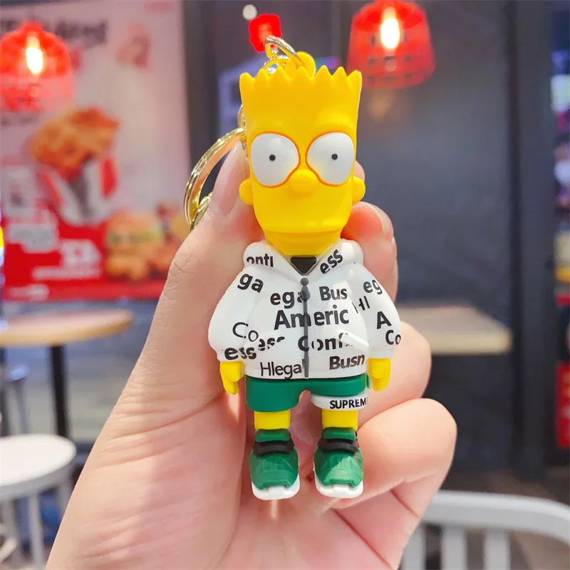 Cute The Simpsons Keychain Fashion Creative Doll Key Chain Circle Bag Pendant Cartoon Anime Surrounding Couple Accessories Gifts