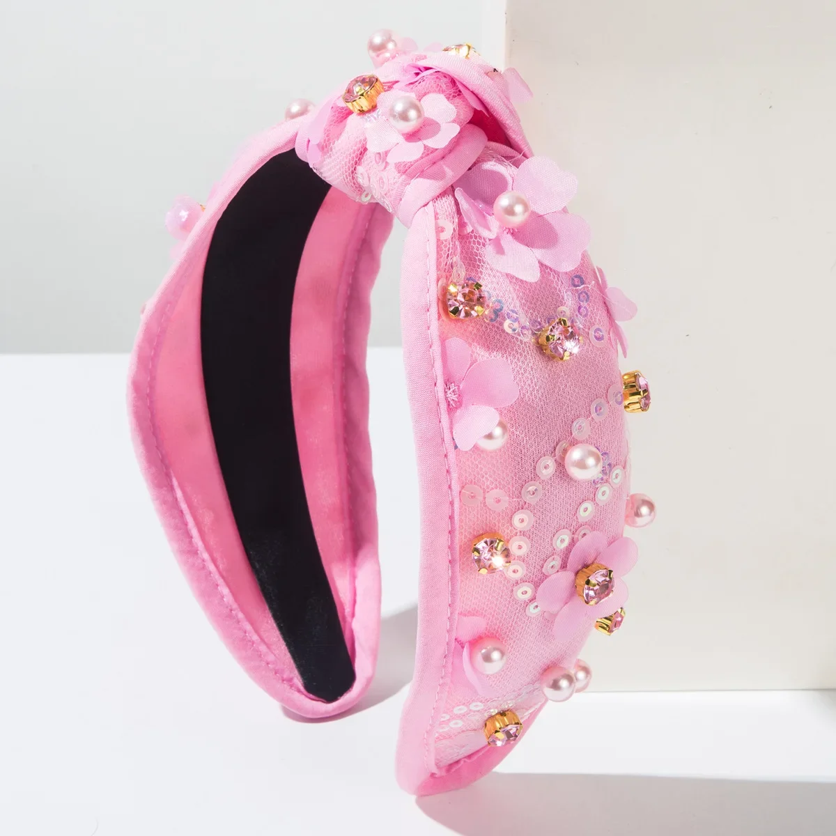 Valentine\'s Day Carnival Irish Festival Easter New Fabric Pearl Rhinestone Sequins Flower Headband