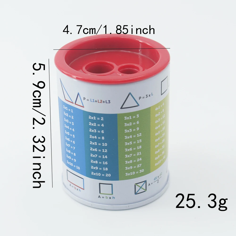 Metal Double Hole Pencil Sharpener,Cylindrical Pencil Sharpener with Mathematical Formulas