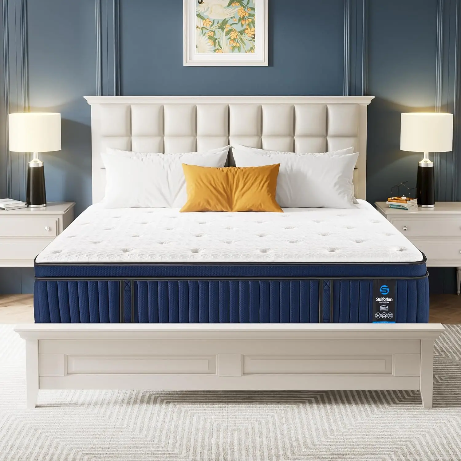 

Queen Size Mattress 14 Inch Gel Memory Foam Hybrid Mattress in a Box with 7 Premium Layers Cooling Fabric Cover Medium Firm with