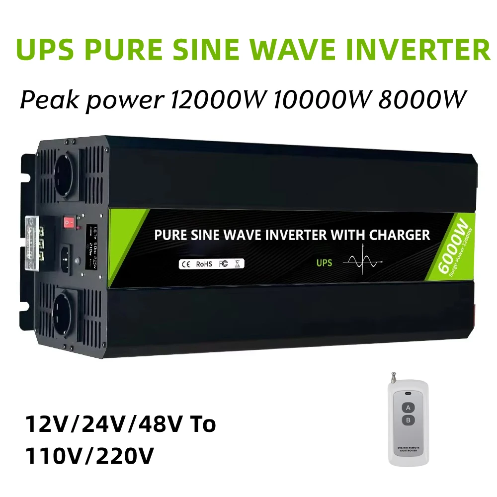 12KW 10KW 8KW UPS Charger Pure Sine Wave Inverter DC12V 24V48V To AC 220V 110V Power Converter Car Solar Inverter for Outdoor RV