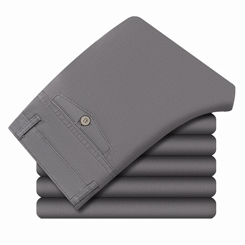 Premium Baumwoll-Bürohosen für Herren Bügelfrei Pflegeleichter Stoff Gürtelkompatibles Design Tägliche Casual-Event Lange Hosen – Detail 11