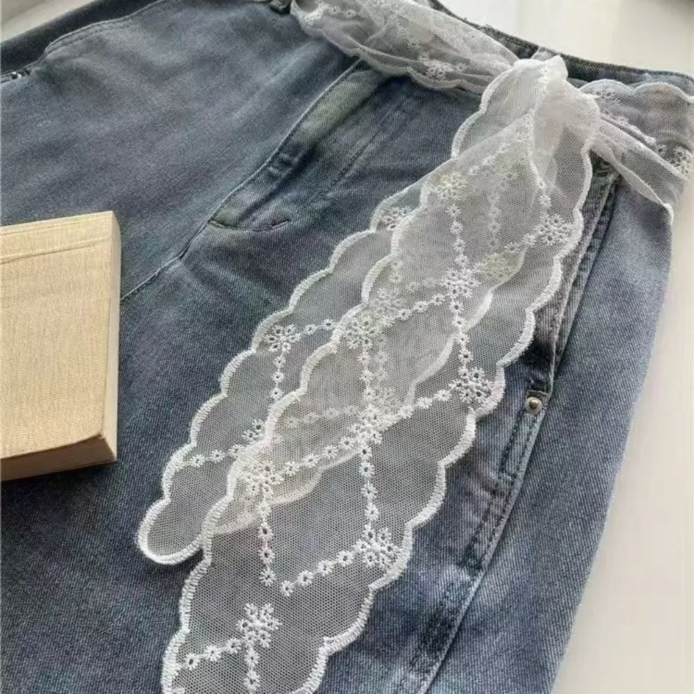 Sweet White Lace Belt for Women with Jeans Skirts Ribbon Scarf Tie Strap Belt Binding Scarf Fashion Accessories Daily Decoration view 3