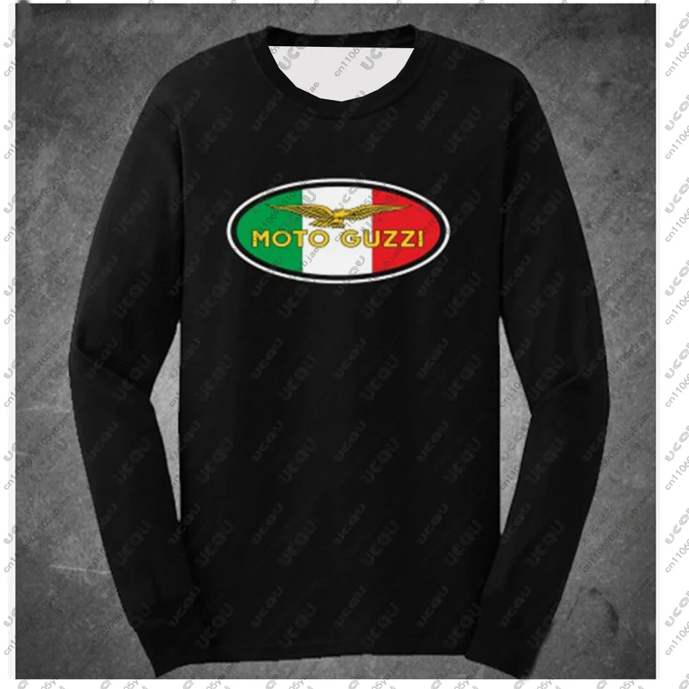 

2026 Men Casual Sport Tee Top Racing Boys Unisex Motorcycle Moto Guzzi Calavera Italia Logo Long Sleeved Summer Clothing T Shirt