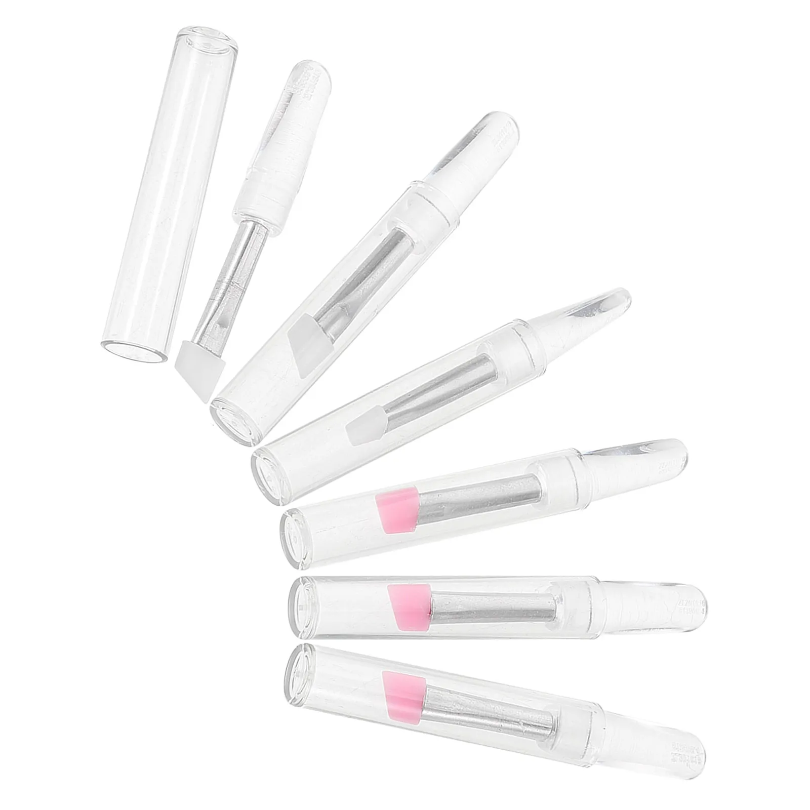 

6pcs Silicone Eye Makeup Brush Soft Durable Wide Angled Head Easy Application Eyebrows Travel Storage Pink White Reusable