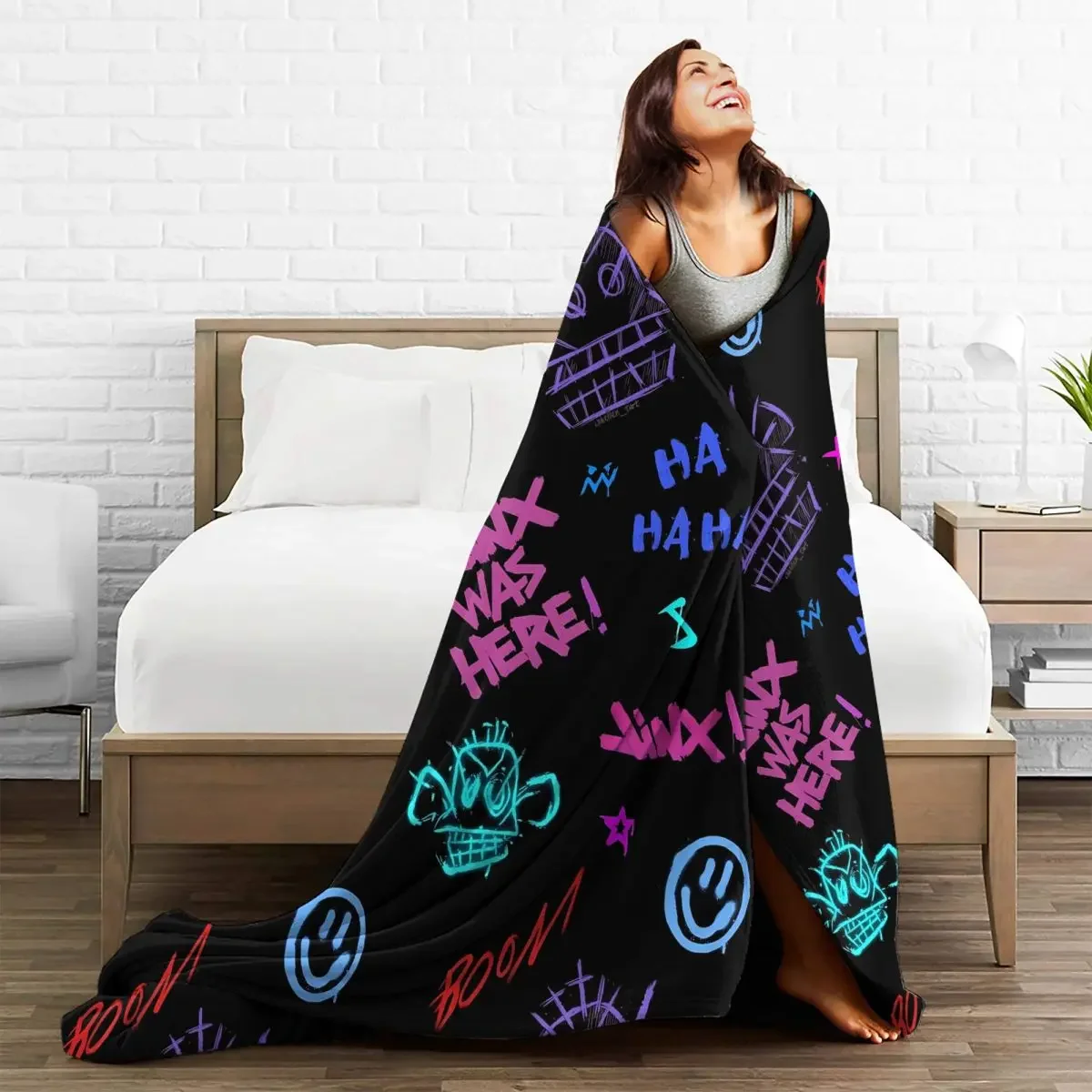 Warm Soft Blanket Travel Office Hot Anime Arcane Throw Blanket Flannel Bedspread For Outdoor Graphic Sofa Bed Cover