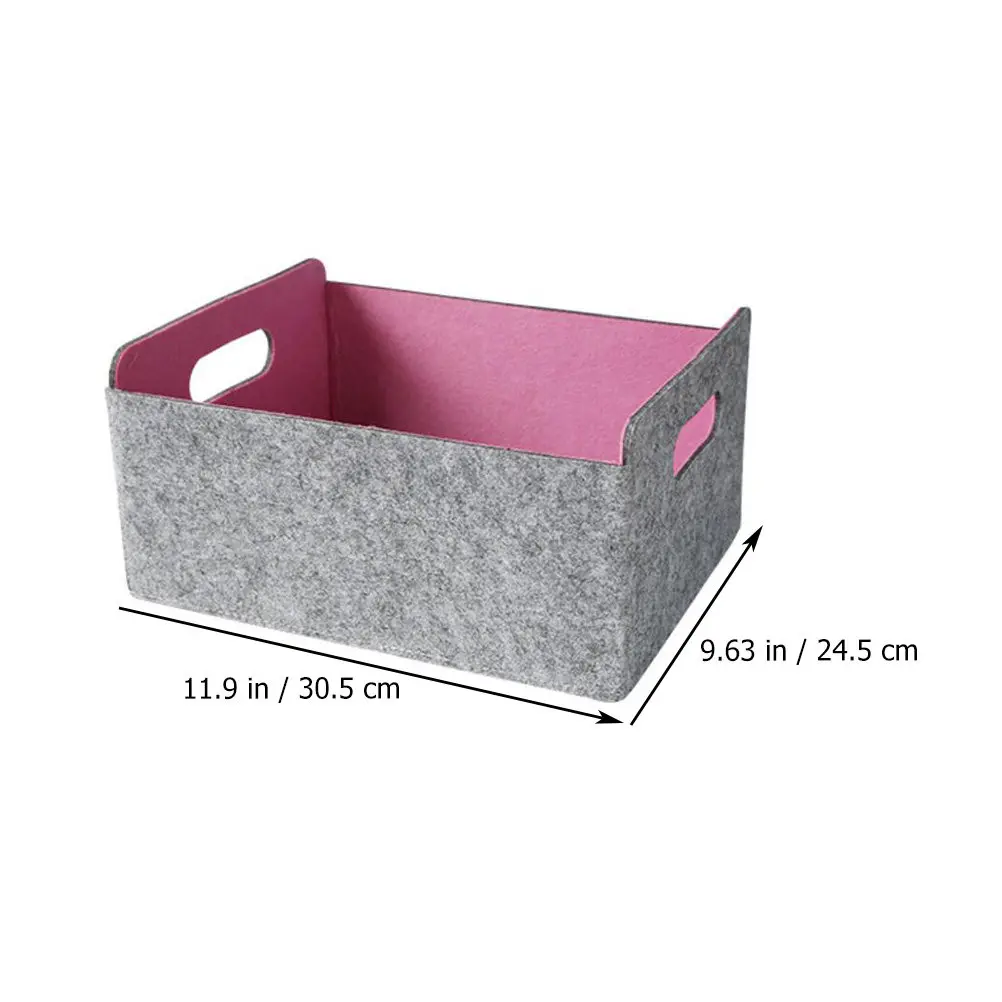 Pink Basket Felt Storage Bin Foldable Organizer Home Sundries Baskets for Shelves