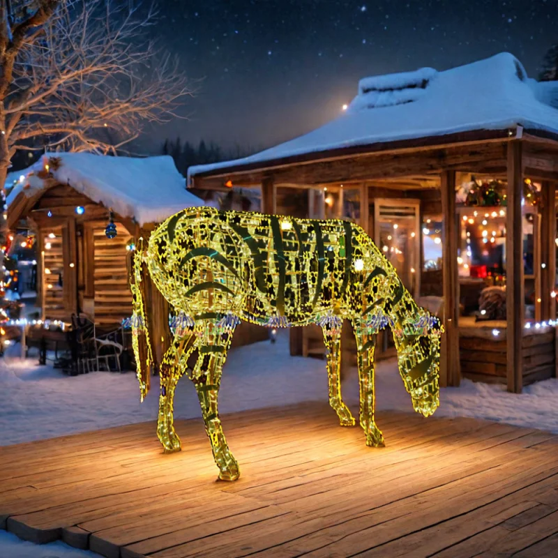 

Custom. large outdoor 3D motif lights led sculpture of a horse holiday decoration