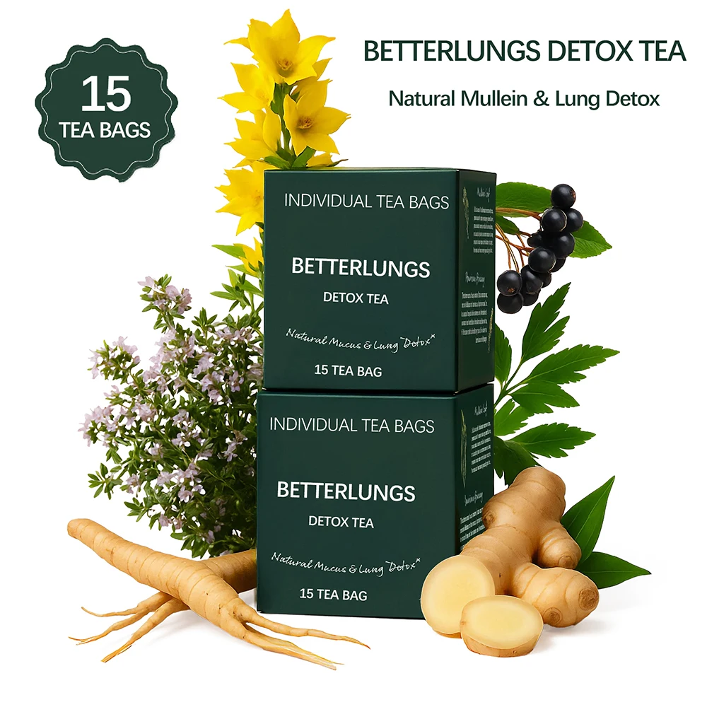 

BetterLungs 15 Mullein Leaf Tea Bags for Lungs Cleanse and Respiratory Support - Non-GMO - Caffeine-free - Organic Herbal Tea