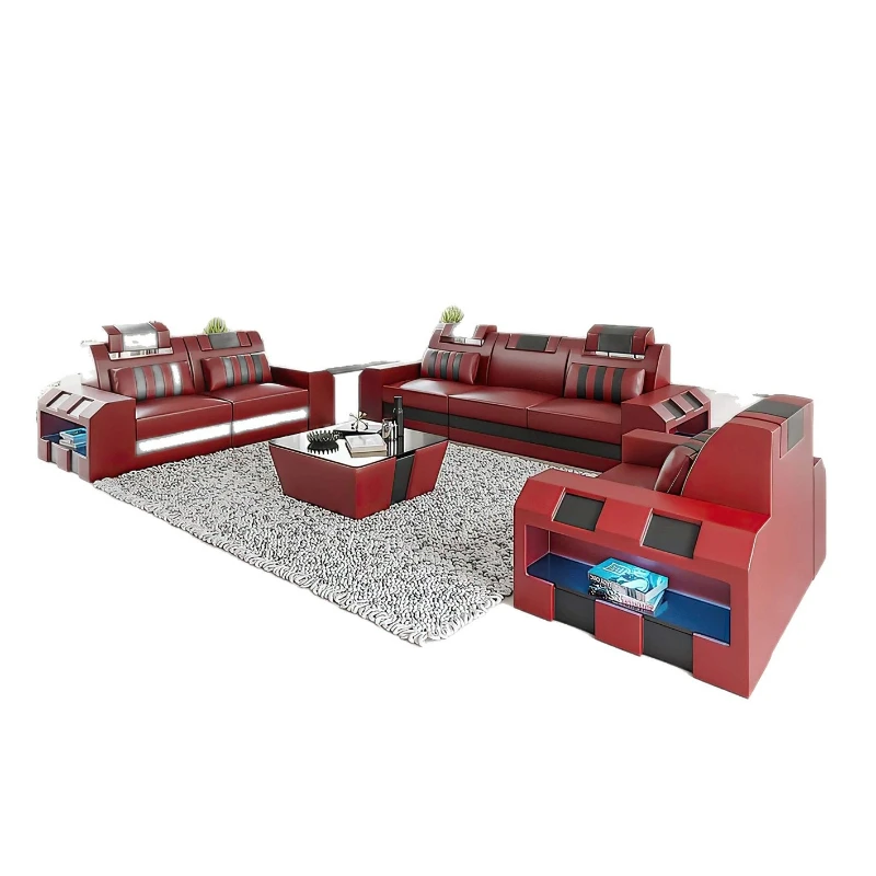 

Modern simple light luxury sofa first layer cowhide small apartment single double triple sofa