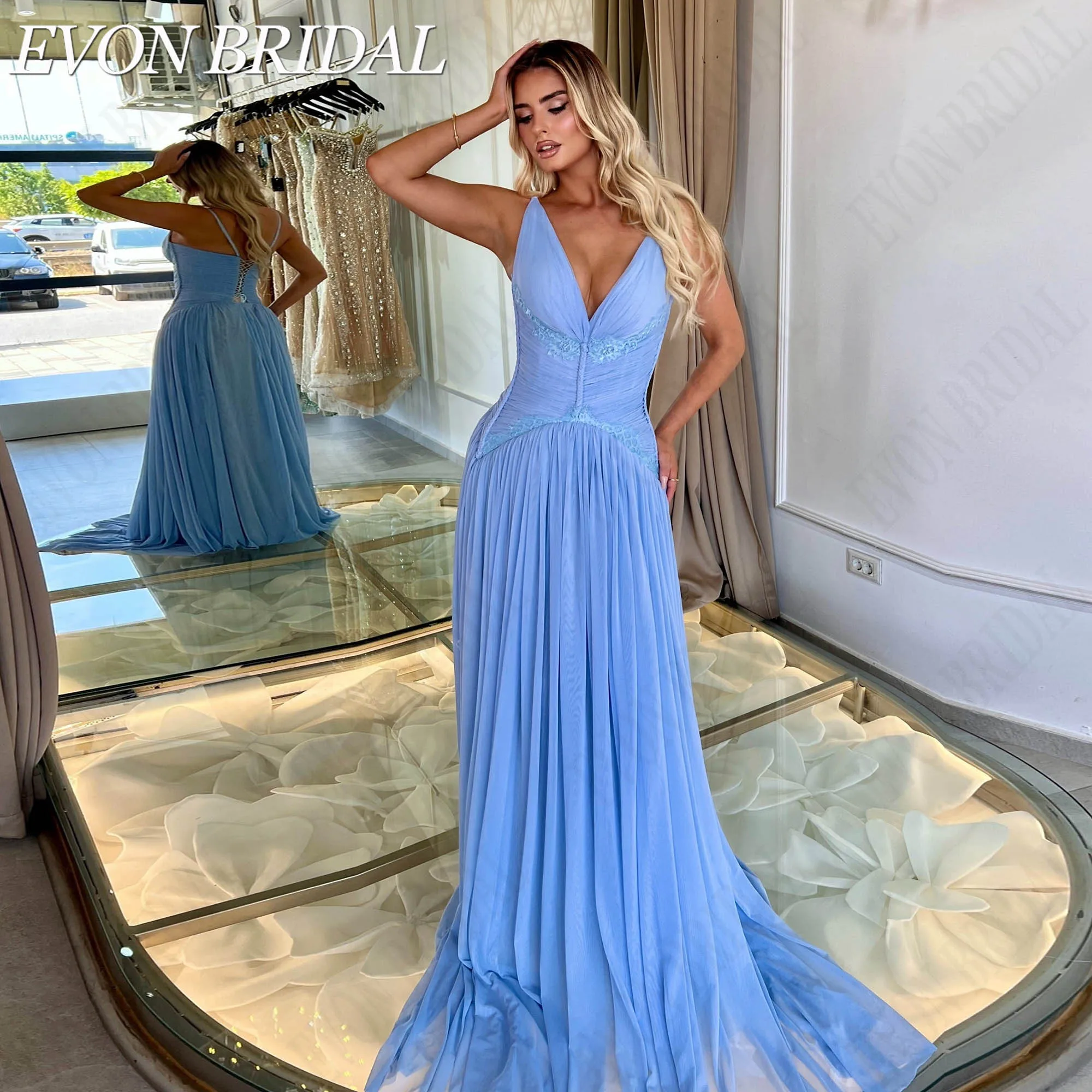 EVON BRIDAL V-Neck A-Line Prom Dresses Elegant Sleeveless Backless Birthday Party Gowns 2026 Chiffon Customized платье вечернее