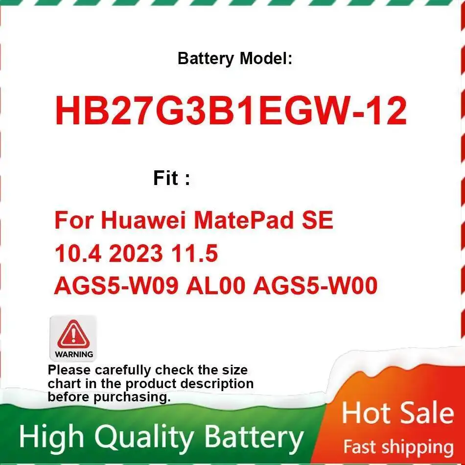 

7600 мАч HB27G3B1EGW-12 для Huawei Matepad SE 10,4 2023 11,5 AGS5-W09 AL00 AGS5-W00 Высокопроизводительный аккумулятор для планшета