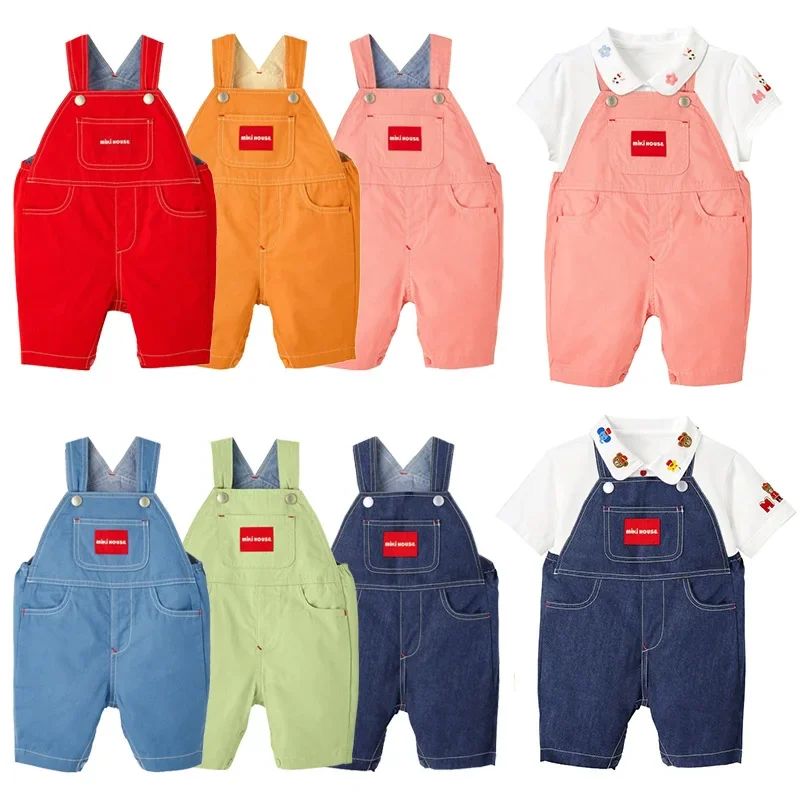 Summer New Children\'s Overalls Solid Casual Pants Letter Strap Pant Baby Capris Boys Clothes Baby Girl Clothes Pantalones