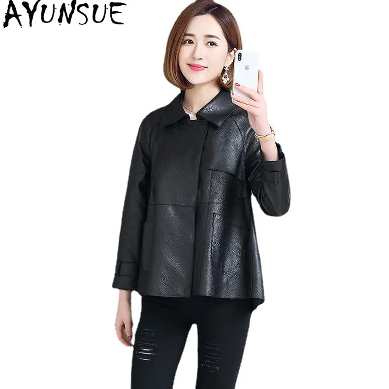 

AYUNSUE Женская куртка из натуральной овчины 2025, женские пальто, верхняя одежда, весенне-осенняя одежда, элегантная косуха Женская